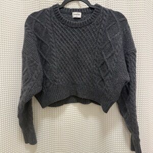 Sunday Best Charcoal Cable Knit  Cropped Sweater - size M